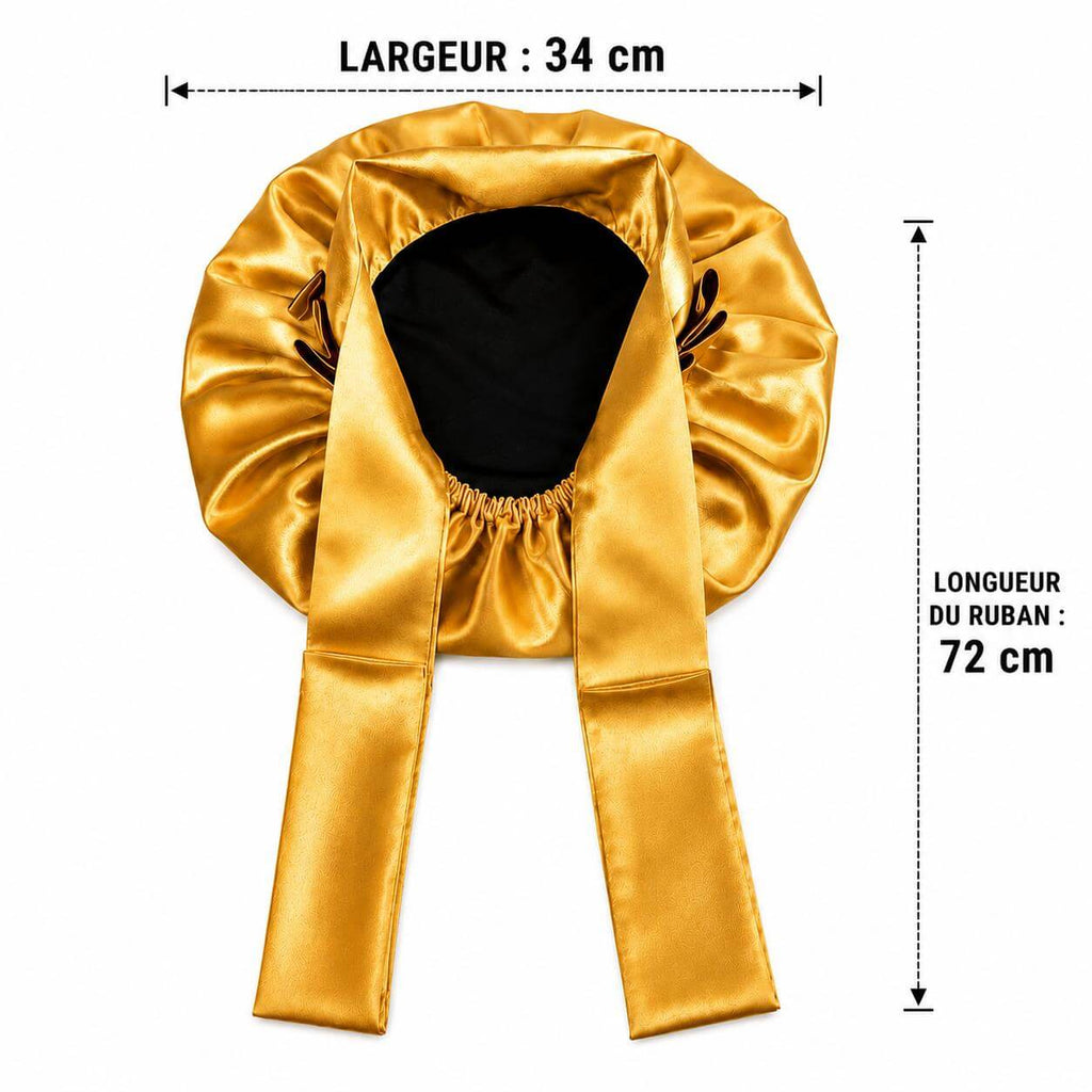 Bonnet de nuit en satin rouge et noir pour protection des cheveux
