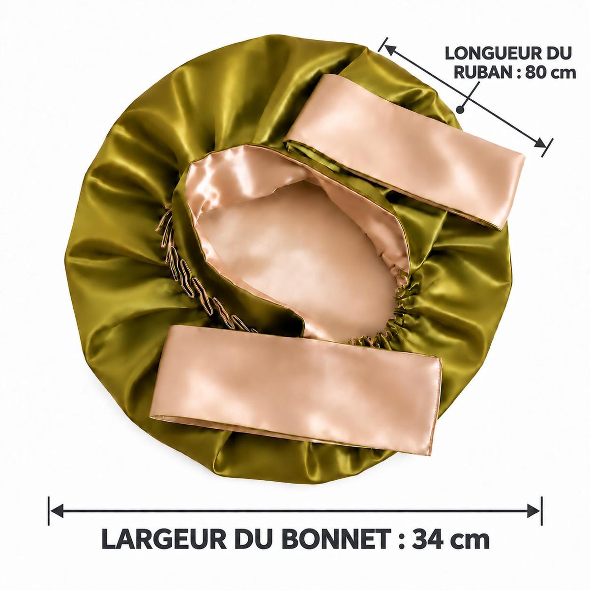 Bonnet Vert olive et champagne