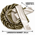 Bonnet de Nuit en Satin – Olive Kaki & Ivoire | Protection Capillaire