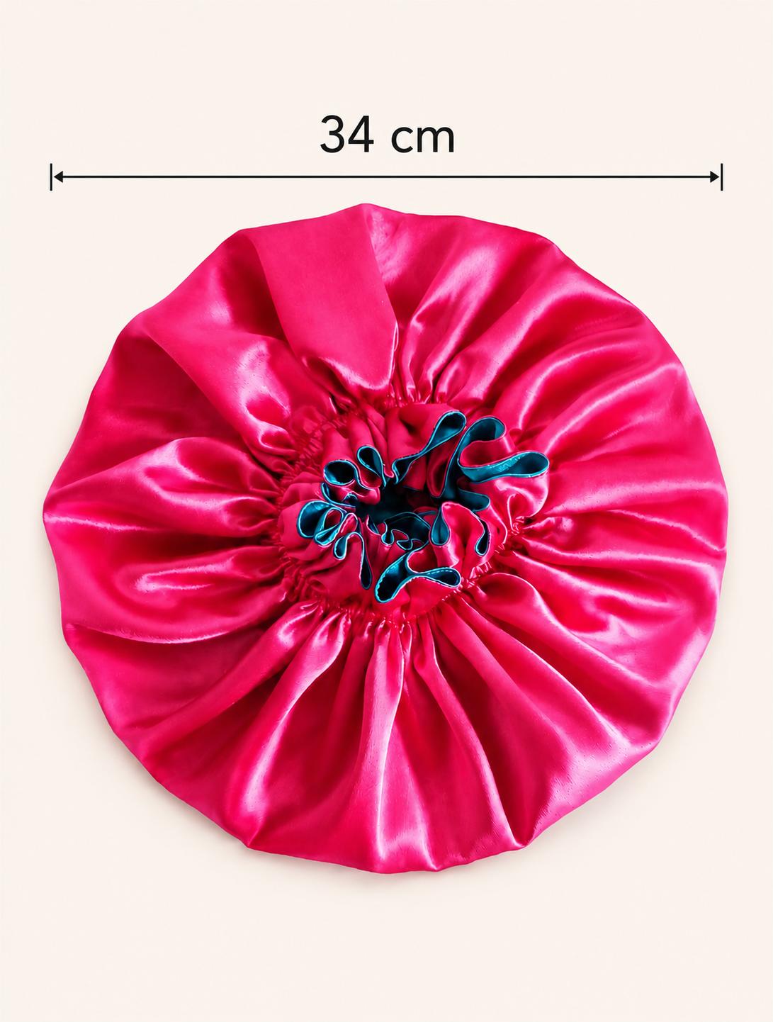 Bonnet  Rose fuchsia et bleu pétrole